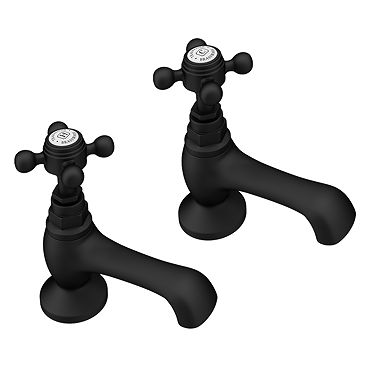 Trafalgar Traditional Crosshead Pillar Bath Taps (Pair) Matt Black