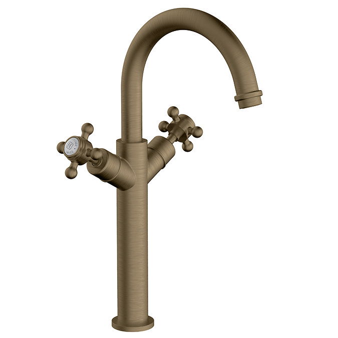 Trafalgar Crosshead Tall Basin Mixer Tap Brushed Brass