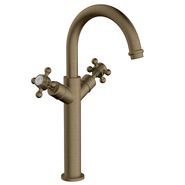 Trafalgar Crosshead Tall Basin Mixer Tap Antique Brass