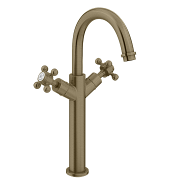 Trafalgar Crosshead Tall Basin Mixer Tap Antique Brass