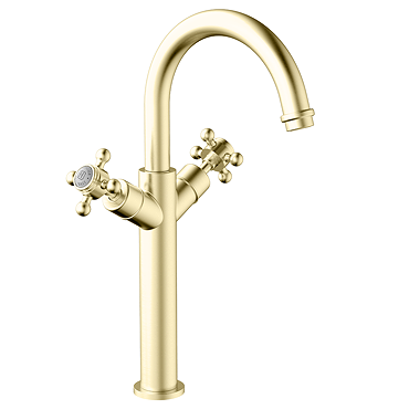 Trafalgar Crosshead Tall Basin Mixer Tap Brushed Brass