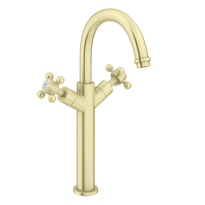 Trafalgar Crosshead Tall Basin Mixer Tap Brushed Brass