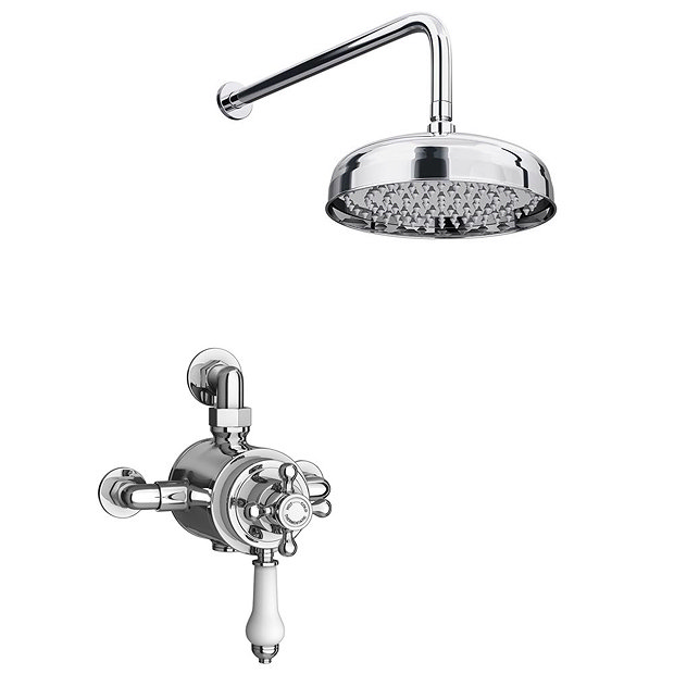 Trafalgar Dual Exposed Thermostatic Shower Pack (Inc. Valve, Elbow + Fixed Shower Head) Large Image