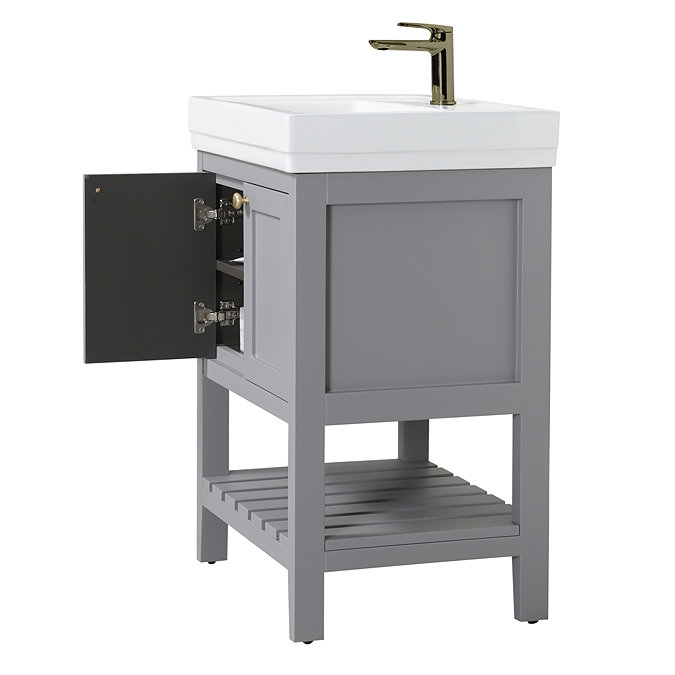 Trafalgar Freestanding Vanity Unit - 610mm Grey with Antique Brass Handles