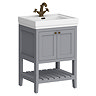 Trafalgar Freestanding Vanity Unit - 610mm Grey with Antique Brass Handles