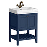 Trafalgar Freestanding Vanity Unit - 610mm Blue with Antique Brass Handles