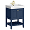 Trafalgar Freestanding Vanity Unit - 610mm Blue with Brushed Brass Handles