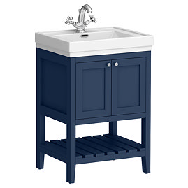 Trafalgar Freestanding Vanity Unit - 610mm Blue with Chrome Handles