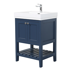 Trafalgar Freestanding Vanity Unit - 610mm Blue with Chrome Handles