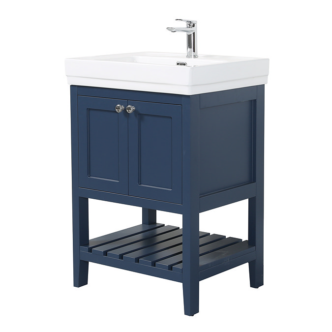 Trafalgar Freestanding Vanity Unit - 610mm Blue with Chrome Handles