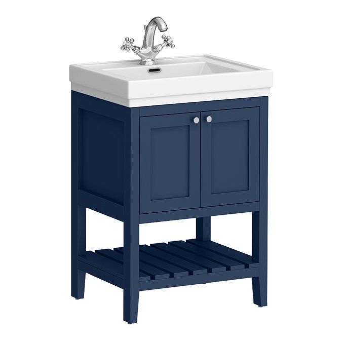 Trafalgar Freestanding Vanity Unit - 610mm Blue with Chrome Handles