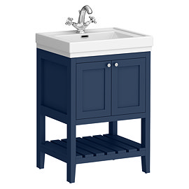 Trafalgar Freestanding Vanity Unit - 610mm Blue with Chrome Handles