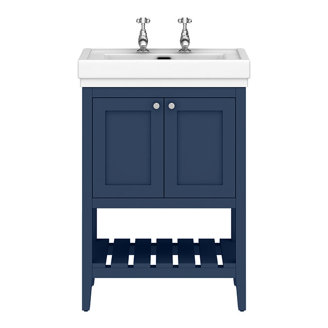 Trafalgar Freestanding Vanity Unit - 610mm Blue with Chrome Handles