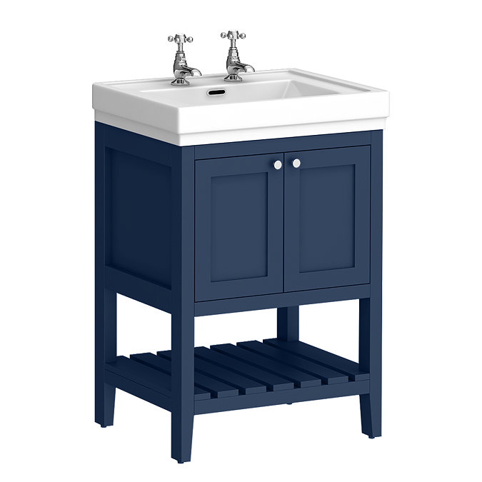 Trafalgar Freestanding Vanity Unit - 610mm Blue with Chrome Handles