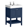 Trafalgar Freestanding Vanity Unit - 610mm Blue with Chrome Handles