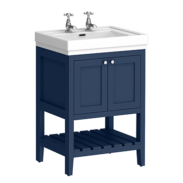 Trafalgar Freestanding Vanity Unit - 610mm Blue with Chrome Handles