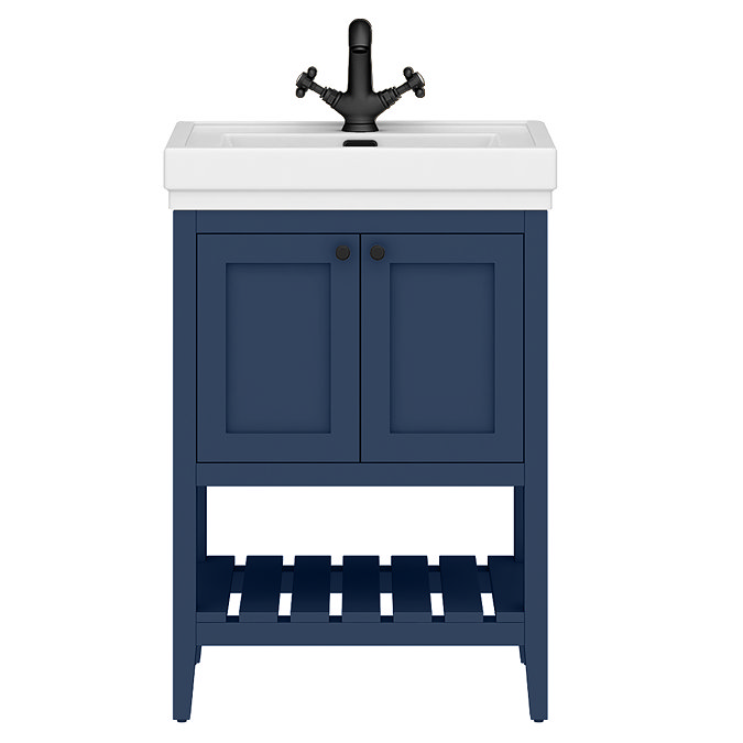 Trafalgar Freestanding Vanity Unit - 610mm Blue with Matt Black Handles