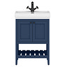 Trafalgar Freestanding Vanity Unit - 610mm Blue with Matt Black Handles