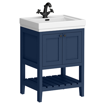 Trafalgar Freestanding Vanity Unit - 610mm Blue with Matt Black Handles