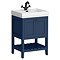 Trafalgar Freestanding Vanity Unit - 610mm Blue with Matt Black Handles