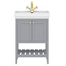 Trafalgar Freestanding Vanity Unit - 610mm Grey with Brushed Brass Handles