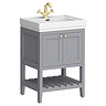 Trafalgar Freestanding Vanity Unit - 610mm Grey with Brushed Brass Handles