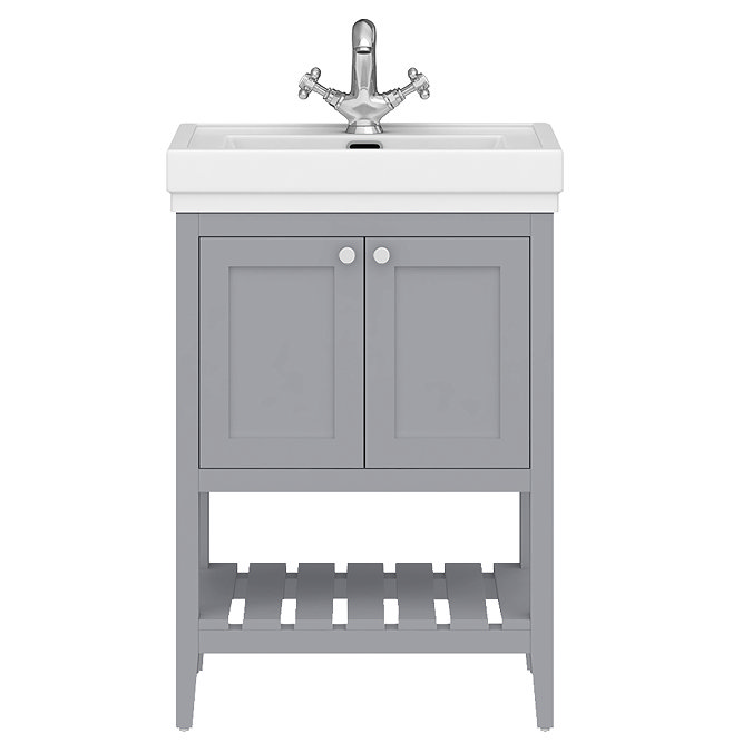 Trafalgar Freestanding Vanity Unit - 610mm Grey with Chrome Handles