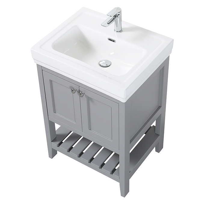 Trafalgar Freestanding Vanity Unit - 610mm Grey with Chrome Handles
