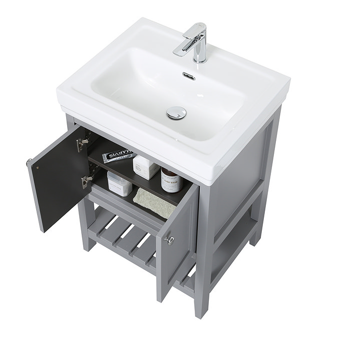 Trafalgar Freestanding Vanity Unit - 610mm Grey with Chrome Handles