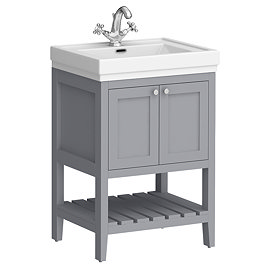 Trafalgar Freestanding Vanity Unit - 610mm Grey with Chrome Handles