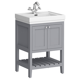 Trafalgar Freestanding Vanity Unit - 610mm Grey with Chrome Handles