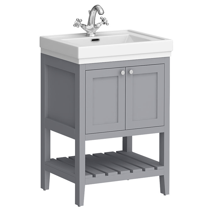 Trafalgar Freestanding Vanity Unit - 610mm Grey with Chrome Handles