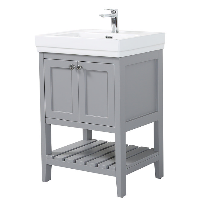 Trafalgar Freestanding Vanity Unit - 610mm Grey with Chrome Handles