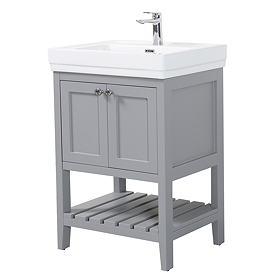 Trafalgar Freestanding Vanity Unit - 610mm Grey with Chrome Handles