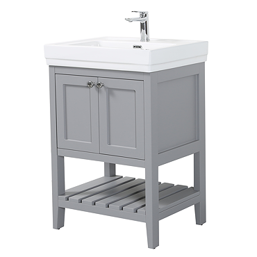 Trafalgar Freestanding Vanity Unit - 610mm Grey with Chrome Handles