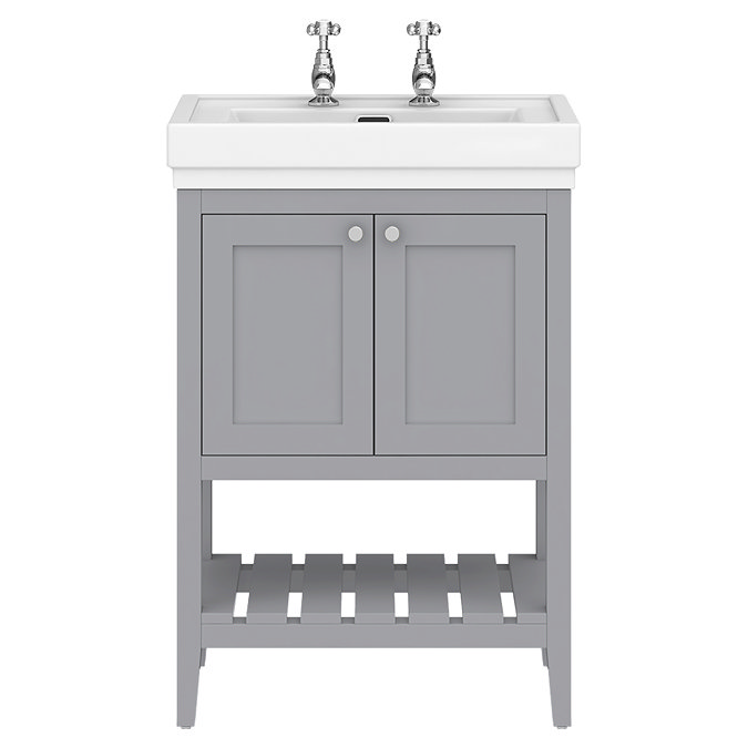 Trafalgar Freestanding Vanity Unit - 610mm Grey with Chrome Handles