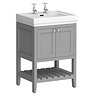 Trafalgar Freestanding Vanity Unit - 610mm Grey with Chrome Handles 2 Tap Hole