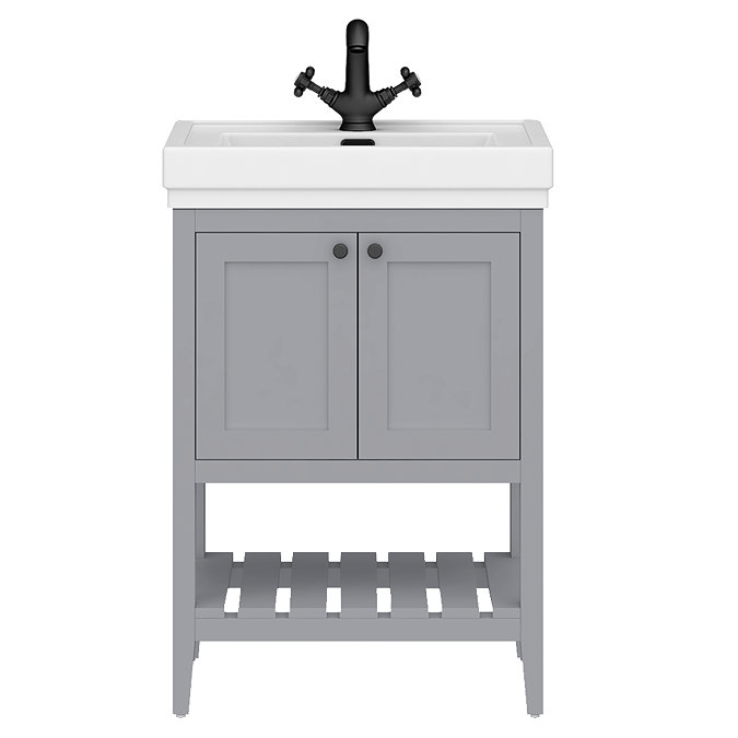 Trafalgar Freestanding Vanity Unit - 810mm Grey with Matt Black Handles
