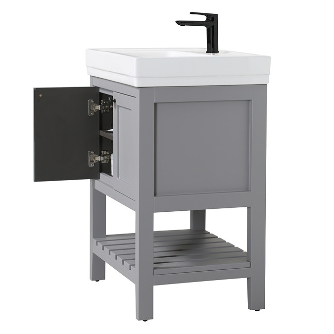 Trafalgar Freestanding Vanity Unit - 610mm Grey with Matt Black Handles