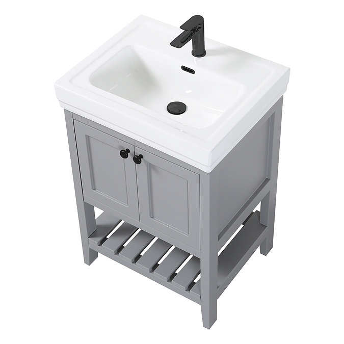 Trafalgar Freestanding Vanity Unit - 610mm Grey with Matt Black Handles