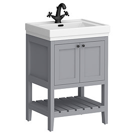 Trafalgar Freestanding Vanity Unit - 610mm Grey with Matt Black Handles