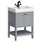 Trafalgar Freestanding Vanity Unit - 810mm Grey with Matt Black Handles