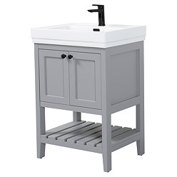 Trafalgar Freestanding Vanity Unit - 610mm Grey with Matt Black Handles