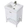 Trafalgar Freestanding Vanity Unit - 610mm White with Antique Brass Handles