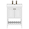 Trafalgar Freestanding Vanity Unit - 610mm White with Antique Brass Handles 2 Tap Hole
