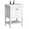 Trafalgar Freestanding Vanity Unit - 610mm White with Antique Brass Handles 2 Tap Hole