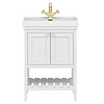 Trafalgar Freestanding Vanity Unit - 610mm White with Brushed Brass Handles