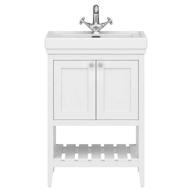 Trafalgar Freestanding Vanity Unit - 610mm White with Chrome Handles
