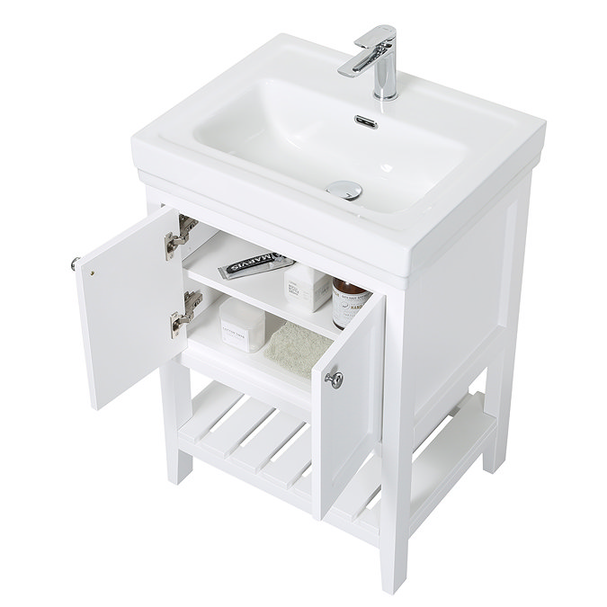 Trafalgar Freestanding Vanity Unit - 610mm White with Chrome Handles