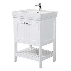 Trafalgar Freestanding Vanity Unit - 610mm White with Chrome Handles